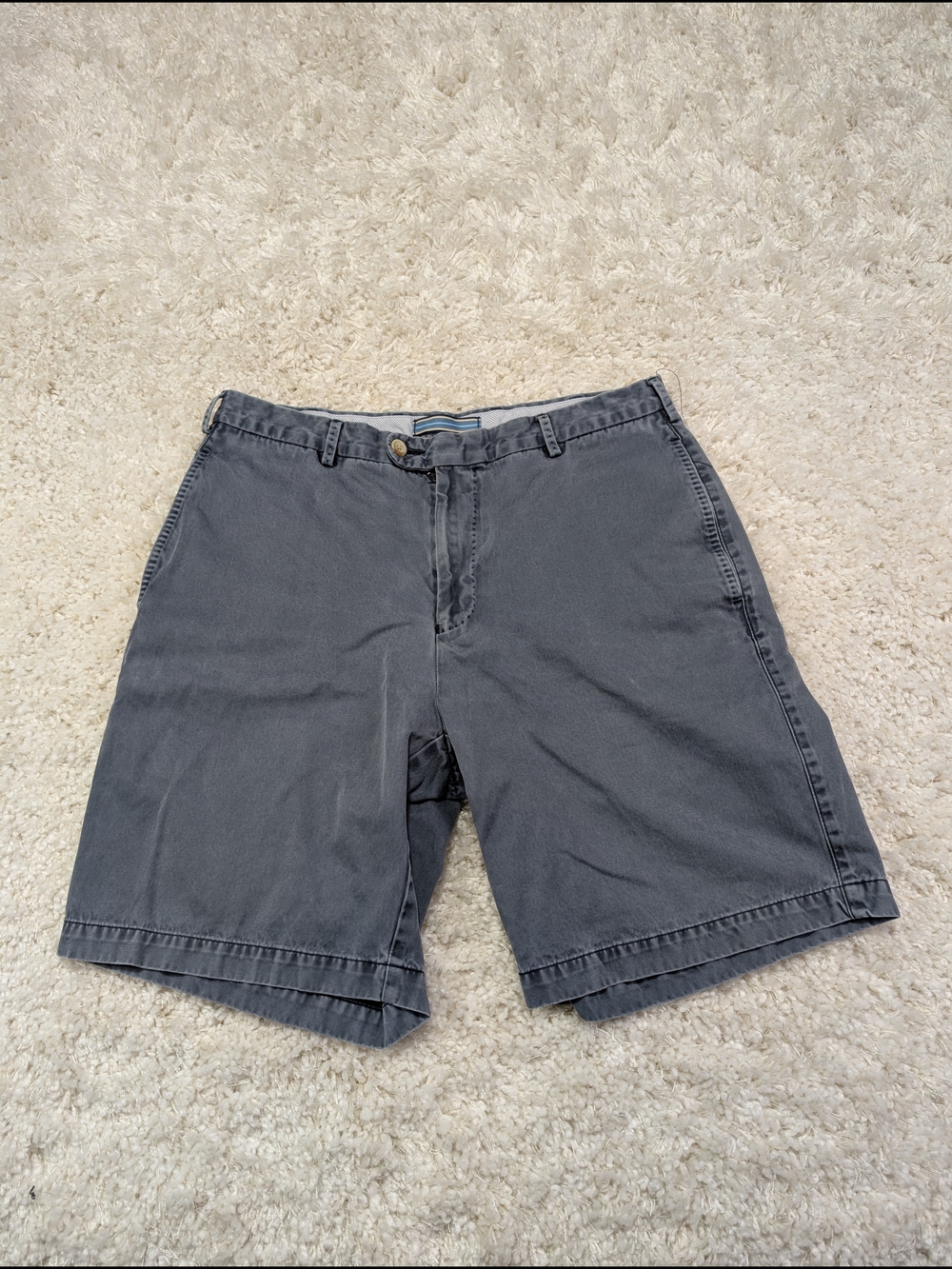 Peter Millar Slate Gray Flat-Front Cotton Shorts